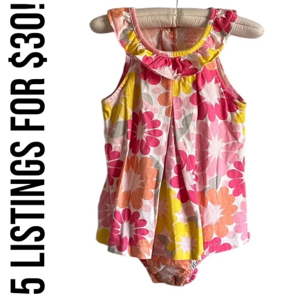Carter’s Retro Mod Floral Romper Dress 24 Months Baby Toddler Girl